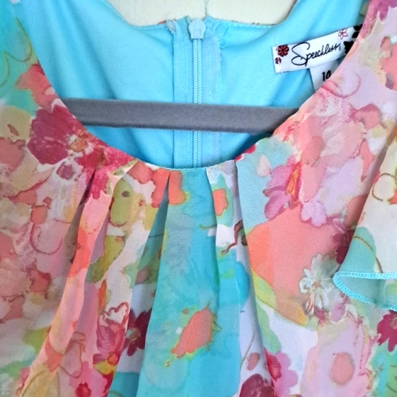 SPEECHLESS Floral Pleated Flutter Sleeve Big Girls Dress size 14 - Picture 4 of 7